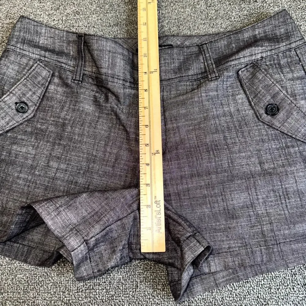Y2K‎ Daisy Fuentes Shorts Women's 6 Gray Onyx Crosshatch Stretch Pockets Casual